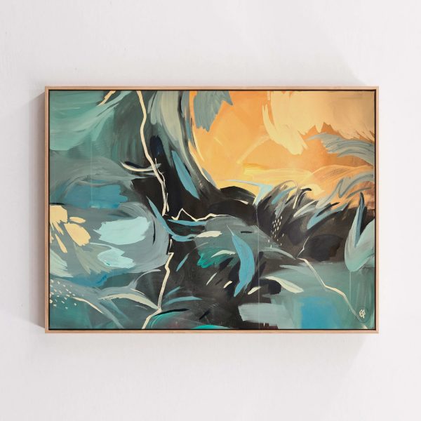 The Wave Abstract Painting: A dynamic large-scale artwork with bold brushstrokes and deep blues, capturing the energy and beauty of ocean waves.