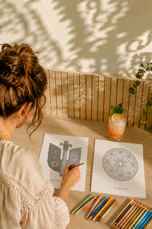 Wood Soul- Romanian Carved Wood Mandala Adult Coloring Book PDF - Image 4